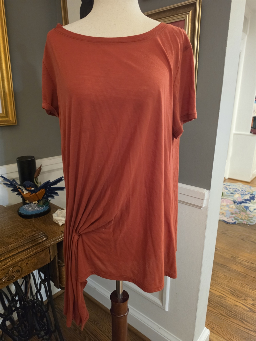Treasure & Bond From Nordstrom Rust Short Sleeve Tee with Side Drape Size S